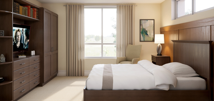 The Gardens Branchlands Memory Care bedroom rendering