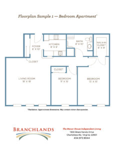 Branchlands independent living floorplan 1 bedroom - sample