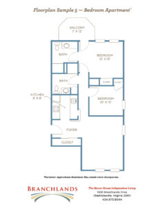 Branchlands independent living floorplan 2 bedroom - sample