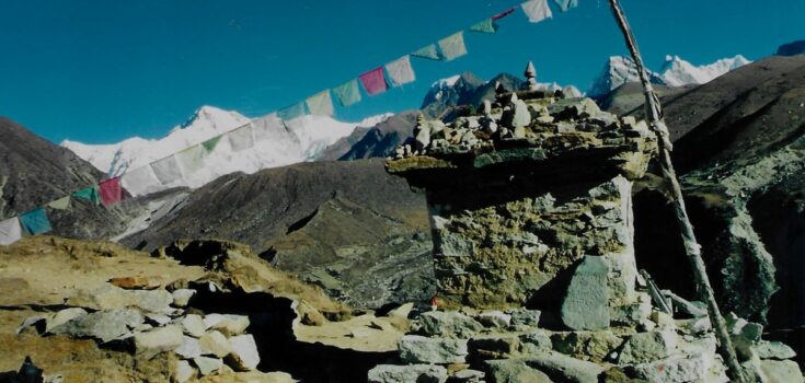 Prayer flags in the mountains of Nepal