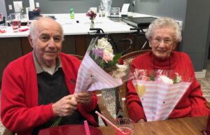Two residents celebrating Valentine's Day at Branchlands