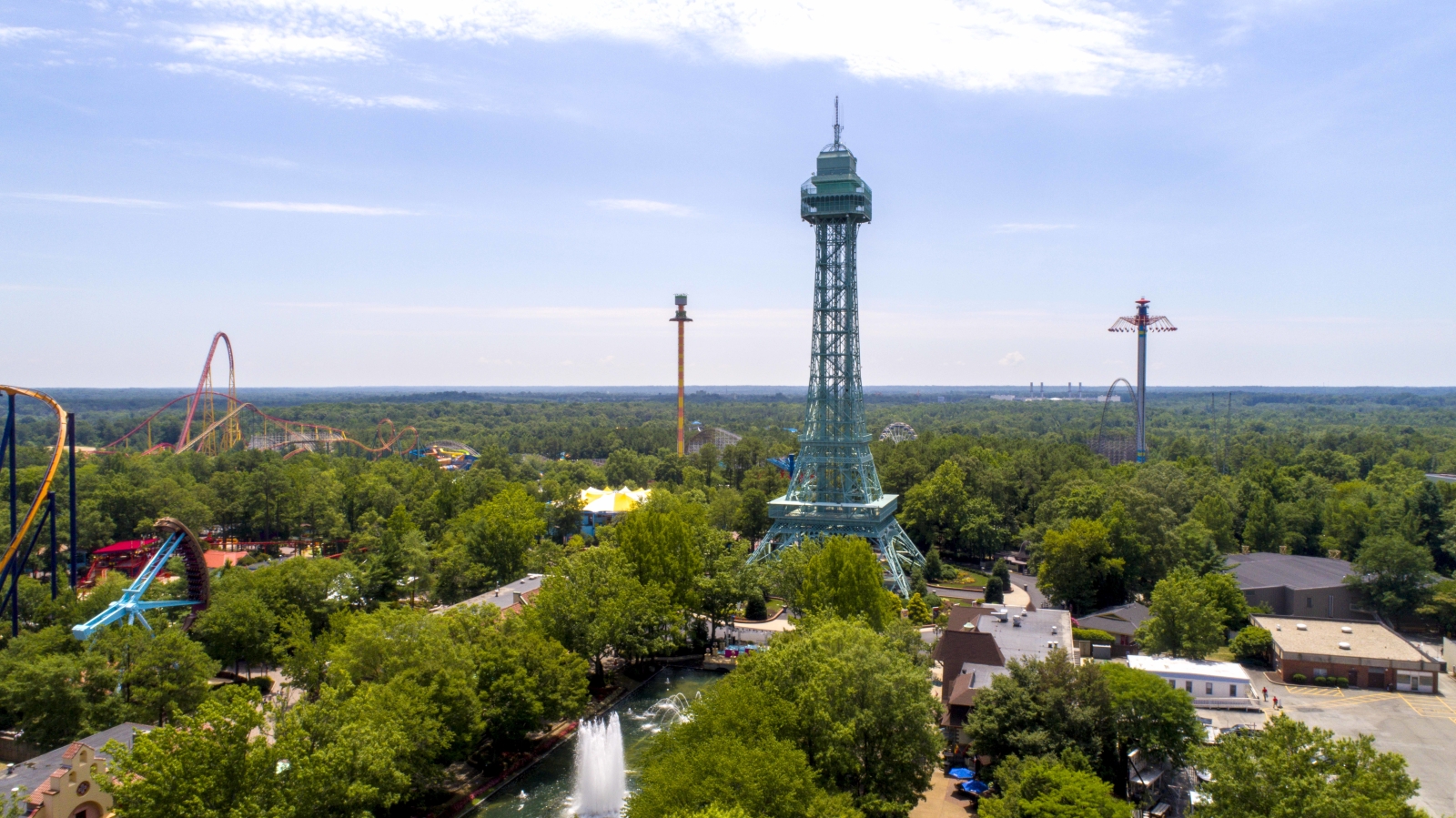 A view of King's Dominion amusement park from above.