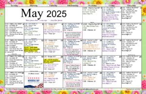 The Manor House May Activities Calendar