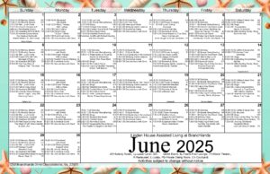 Linden House June Activities Calendar