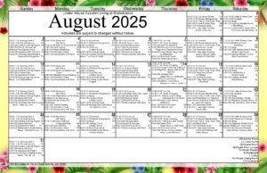 Linden House August Activities Calendar