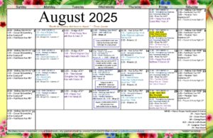 The Manor House August Activities Calendar