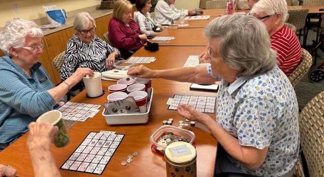 Residents play Pokeno every week.