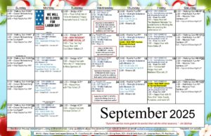 September Independent Living Activities Calendar