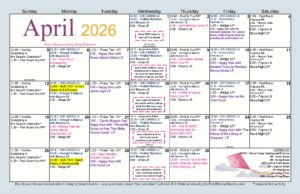 April Manor House Activities Calendar